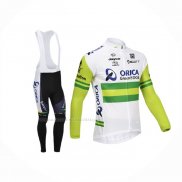 2013 Maillot Cyclisme Orica GreenEDGE Blanc Vert Manches Longues Et Cuissard