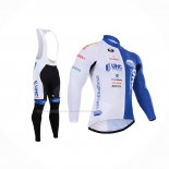 2015 Maillot Cyclisme UHC Blanc Azur Manches Longues Et Cuissard