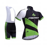 2017 Maillot Cyclisme Merida Noir Vert Manches Courtes Et Cuissard