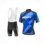 2018 Maillot Cyclisme Giant Elevate Bleu Noir Manches Courtes Et Cuissard