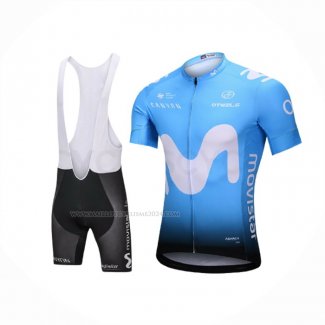 2018 Maillot Cyclisme Movistar Bleu Manches Courtes Et Cuissard