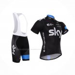 2015 Maillot Cyclisme Sky Azur Noir Manches Courtes Et Cuissard