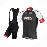 2016 Maillot Cyclisme Bora Noir Rouge Manches Courtes Et Cuissard