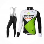 2016 Maillot Cyclisme Multivan Merida Vert Blanc Manches Longues Et Cuissard