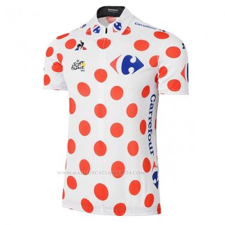 2017 Maillot Cyclisme Tour De France Blanc Rouge Manches Courtes