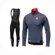 2019 Maillot Cyclisme Castelli Gris Rouge Manches Longues Et Cuissard