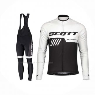 2019 Maillot Cyclisme Scott Noir Blanc Manches Longues Et Cuissard