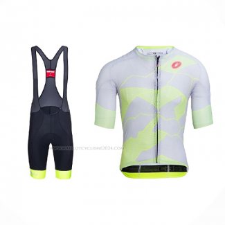 2021 Maillot Cyclisme Castelli Lumiere Jaune Blanc Manches Courtes Et Cuissard