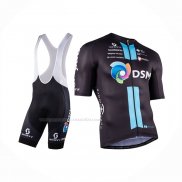 2022 Maillot Cyclisme DSM Noir Manches Courtes Et Cuissard