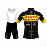 2022 Maillot Cyclisme Lotto-Kern Haus Noir Jaune Manches Courtes Et Cuissard