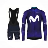 2023 Maillot Cyclisme Movistar Bleu Blanc Manches Longues Et Cuissard