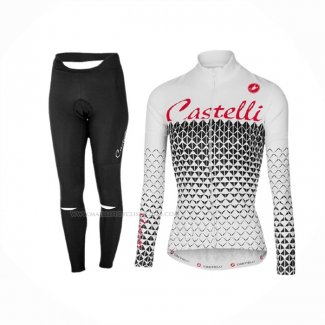 2017 Maillot Cyclisme Femme Castelli Blanc Manches Longues Et Cuissard