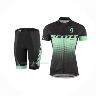 2017 Maillot Cyclisme Femme Scott Noir Vert Manches Courtes Et Cuissard