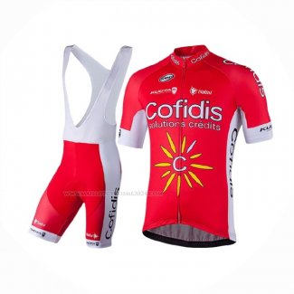 2018 Maillot Cyclisme Cofidis Rouge Manches Courtes Et Cuissard