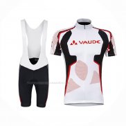 2018 Maillot Cyclisme Vaude Blanc Rouge Manches Courtes Et Cuissard