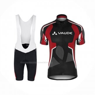 2018 Maillot Cyclisme Vaude Noir Rouge Manches Courtes Et Cuissard