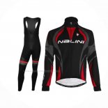 2020 Maillot Cyclisme Nalini Noir Gris Rouge Manches Longues Et Cuissard