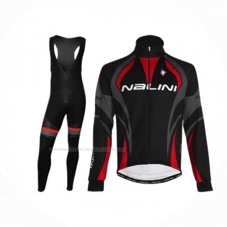 2020 Maillot Cyclisme Nalini Noir Gris Rouge Manches Longues Et Cuissard