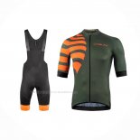 2021 Maillot Cyclisme Nalini Vert Orange Manches Courtes Et Cuissard