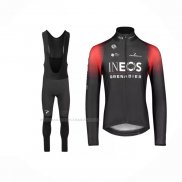 2022 Maillot Cyclisme INEOS Grenadiers Rouge Noir Manches Longues Et Cuissard