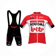 2022 Maillot Cyclisme Lotto Soudal Noir Rouge Manches Courtes Et Cuissard