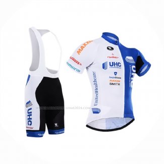 2015 Maillot Cyclisme UHC Blanc Azur Manches Courtes Et Cuissard