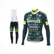 2016 Maillot Cyclisme Tinkoff Saxo Bank Jaune Vert Manches Longues Et Cuissard