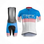 2016 Maillot Cyclisme Trek Bontrager Blanc Bleu Manches Courtes Et Cuissard