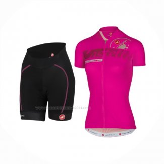 2017 Maillot Cyclisme Femme Castelli Rose Manches Courtes Et Cuissard