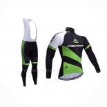 2017 Maillot Cyclisme Merida Noir Vert Manches Longues Et Cuissard