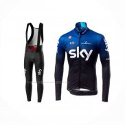 2019 Maillot Cyclisme Sky Bleu Noir Manches Longues Et Cuissard