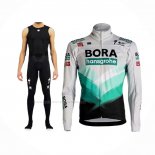 2021 Maillot Cyclisme Bora-Hansgrone Blanc Manches Longues Et Cuissard