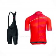 2021 Maillot Cyclisme Castelli Brillant Rose Rouge Manches Courtes Et Cuissard