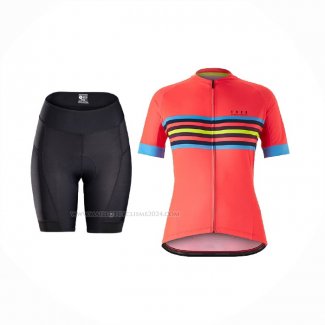 2021 Maillot Cyclisme Femme Bontrage Orange Manches Courtes Et Cuissard