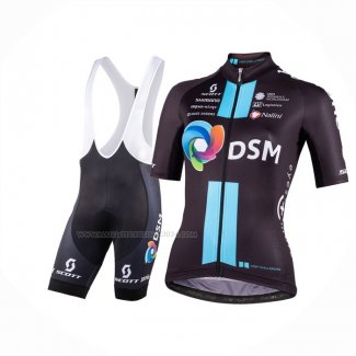 2023 Maillot Cyclisme Femme DSM Noir Manches Courtes Et Cuissard