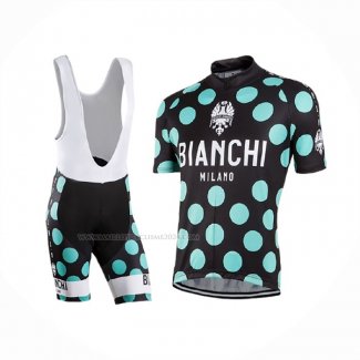 2016 Maillot Cyclisme Bianchi Vert Noir Manches Courtes Et Cuissard