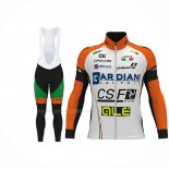 2017 Maillot Cyclisme Bardiani Csf Ml Blanc Vert Manches Longues Et Cuissard