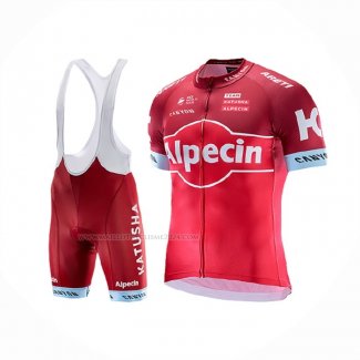 2017 Maillot Cyclisme Katusha Alpecin Rouge Manches Courtes Et Cuissard