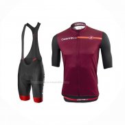 2021 Maillot Cyclisme Castelli Fonce Rouge Manches Courtes Et Cuissard