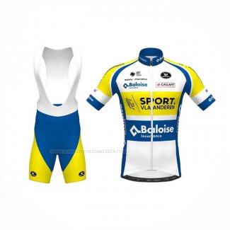 2021 Maillot Cyclisme Sport Vlaanderen-baloise Bleu Blanc Jaune Manches Courtes Et Cuissard