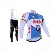 2016 Maillot Cyclisme Lotto Fix All Blanc Bleu Manches Longues Et Cuissard