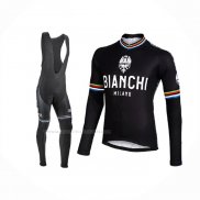 2017 Maillot Cyclisme Bianchi Milano Ml Noir Manches Longues Et Cuissard