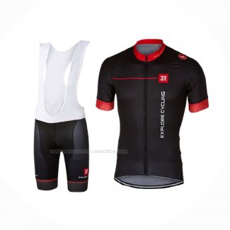 2017 Maillot Cyclisme Castelli Brillant Noir Rouge Manches Courtes Et Cuissard