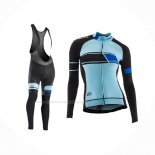 2017 Maillot Cyclisme Femme Orbea Noir Bleu Manches Longues Et Cuissard