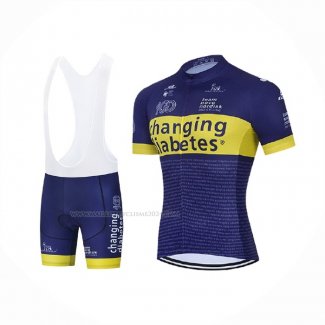 2021 Maillot Cyclisme Novo Nordisk Bleu Jaune Manches Courtes Et Cuissard