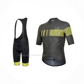 2021 Maillot Cyclisme RH+ Noir Jaune Manches Courtes Et Cuissard