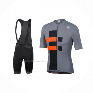 2021 Maillot Cyclisme Sportful Gris Orange Manches Courtes Et Cuissard