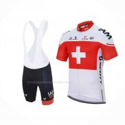 2023 Maillot Cyclisme IAM Blanc Rouge Manches Courtes Et Cuissard