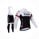 2015 Maillot Cyclisme Trek Factory Racing Blanc Noir Manches Longues Et Cuissard