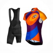 2016 Maillot Cyclisme Femme Assos Orange Bleu Manches Courtes Et Cuissard